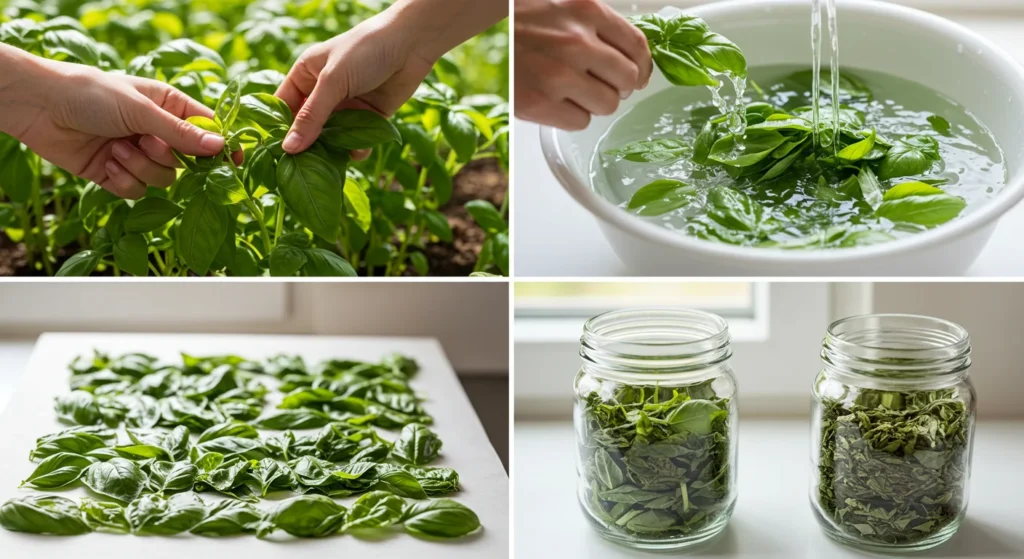 how to dry basil leaves
