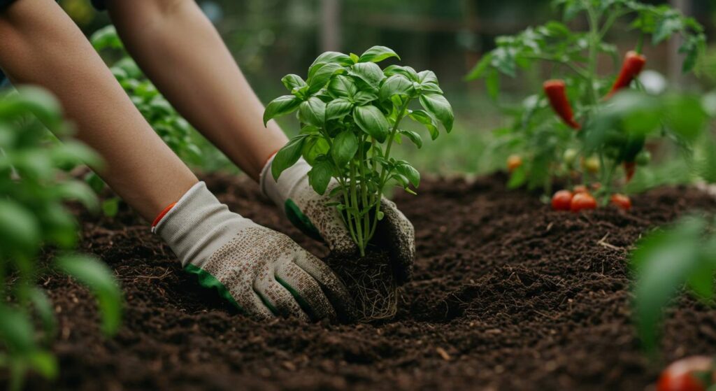 how to plant basil with roots