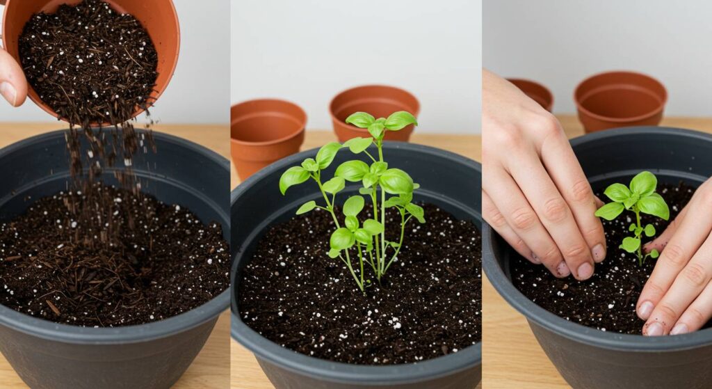 how to put basil in a pot
