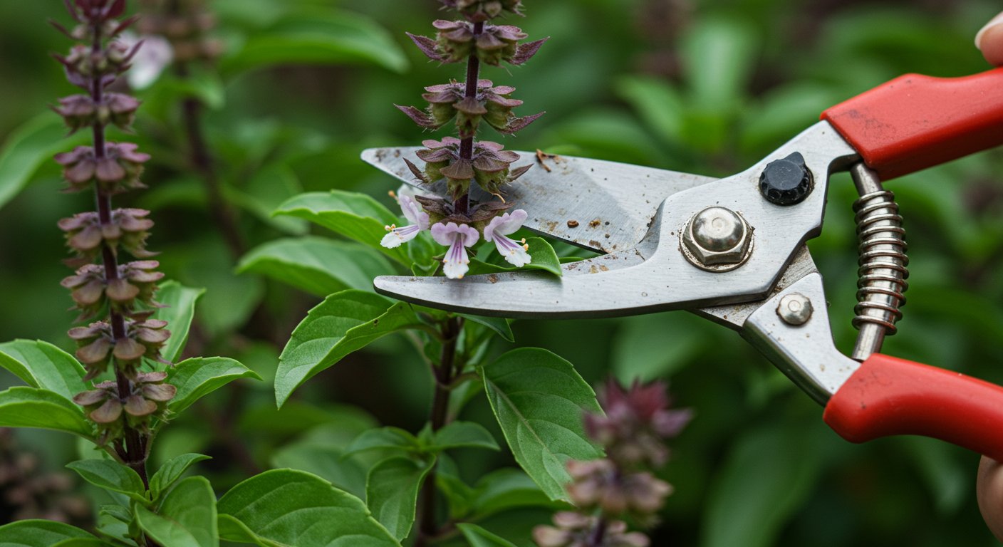 should i remove flowers from thai basil