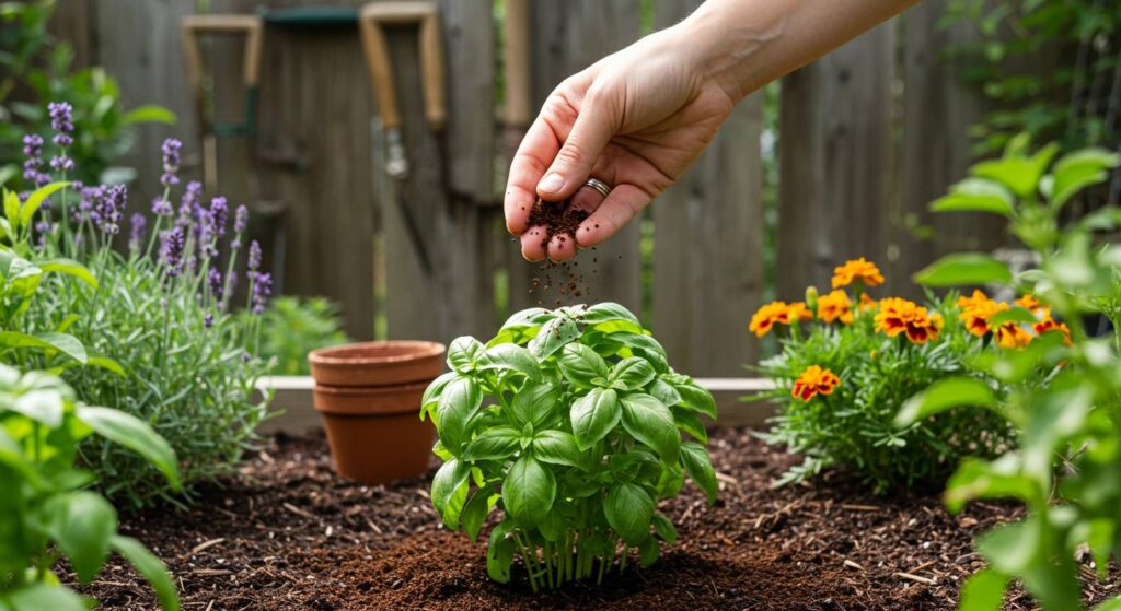 how to use coffee grounds on basil
