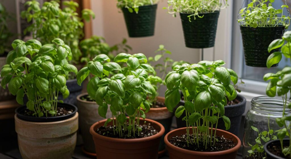 indoor basil plant maintenance