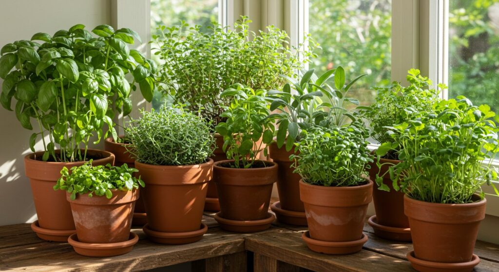 indoor herb gardening basil
