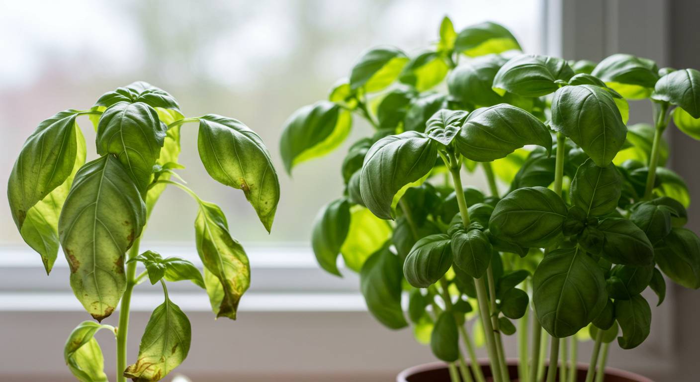 Can potted herbs like basil survive a winter indoors