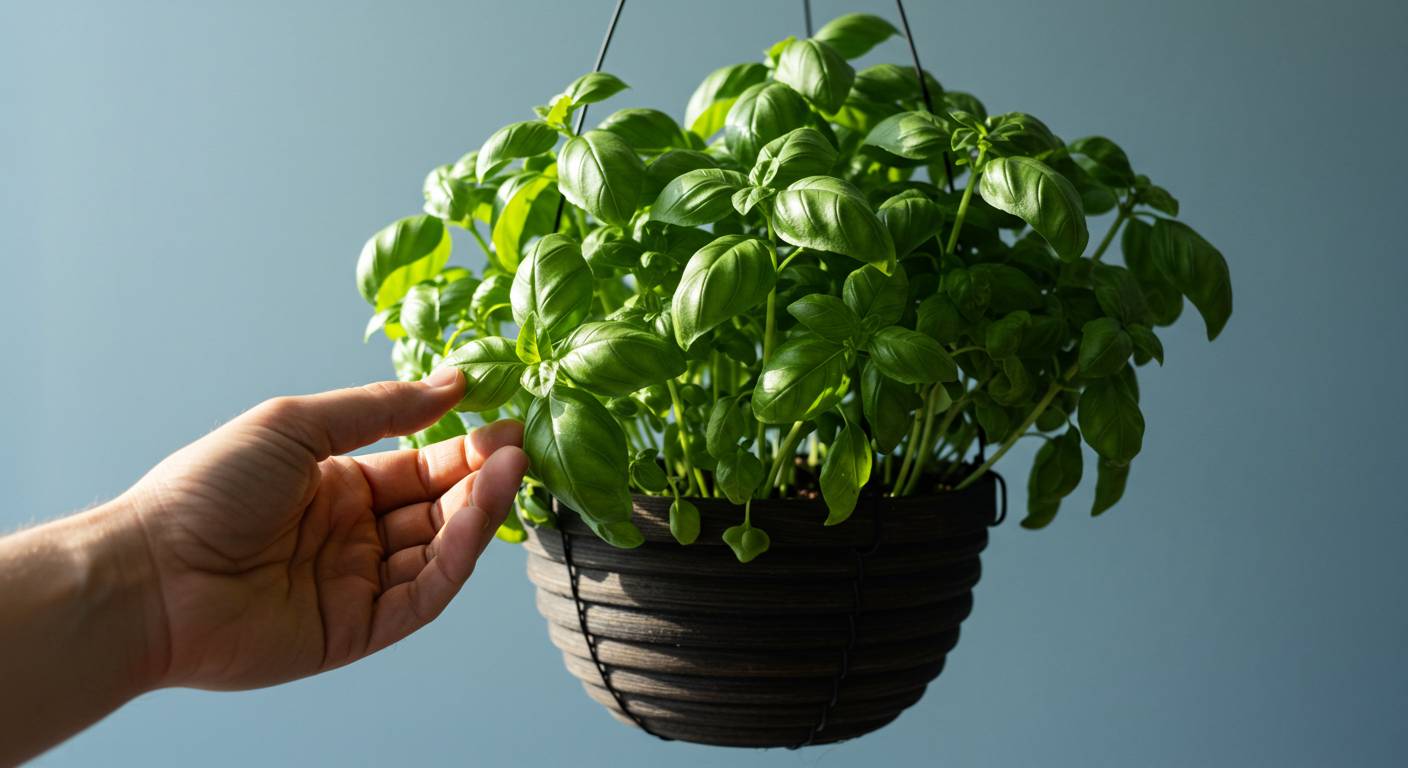 basil plant care hanging basket