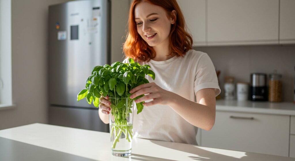 keeping basil fresh after cutting