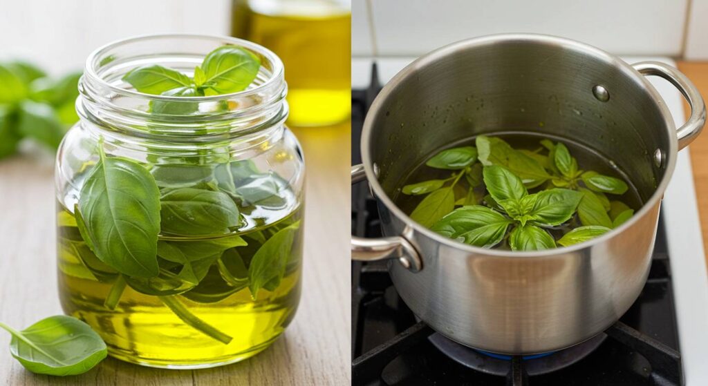 making basil infused oil
