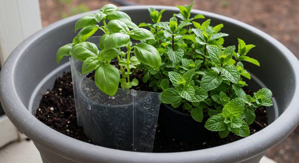 mint and basil in same container
