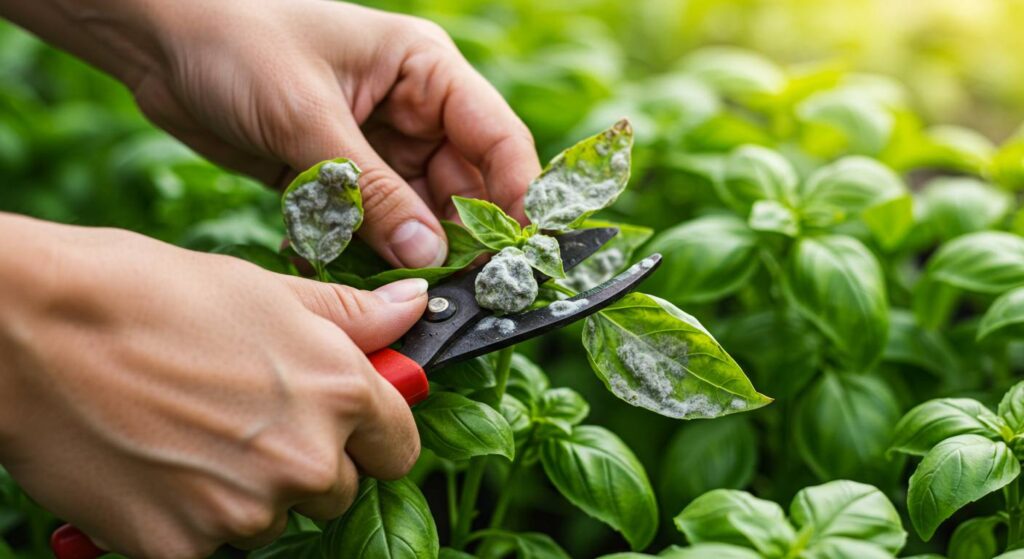 moldy basil leaves
