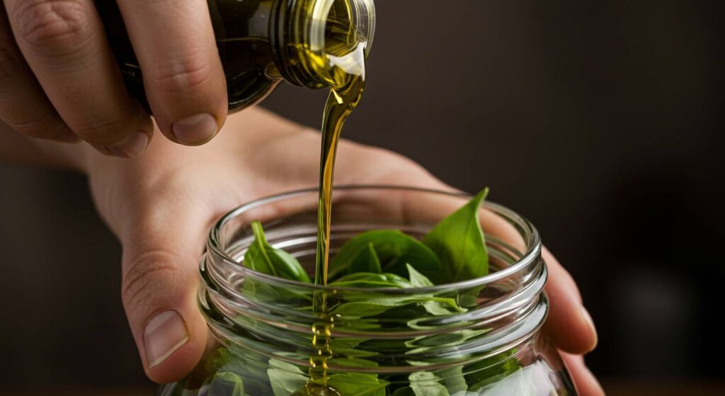 olive oil for basil preservation