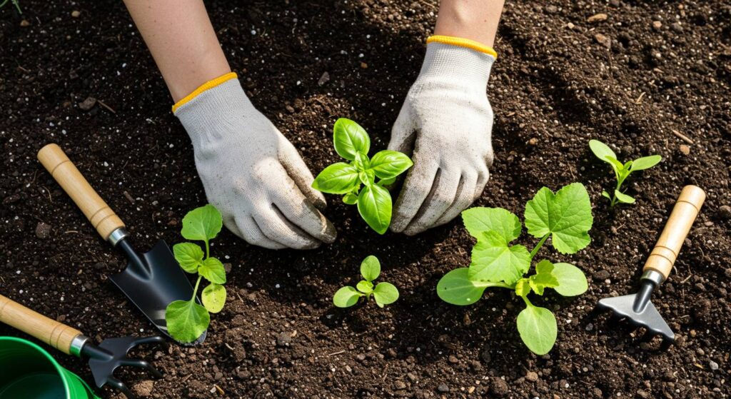 planting basil alongside squash
