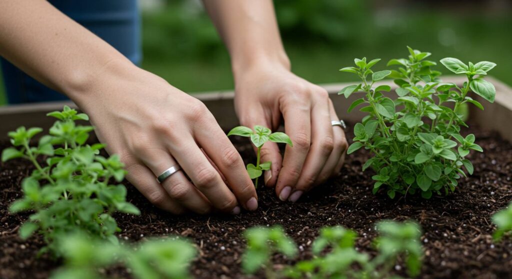 planting basil with oregano