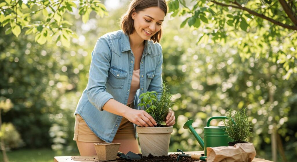 planting herbs together basil rosemary
