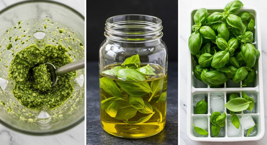 preserve basil leaves without blanching