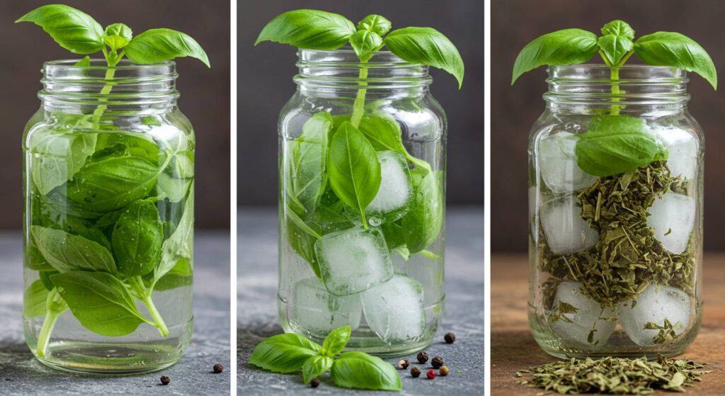 preserving basil leaves