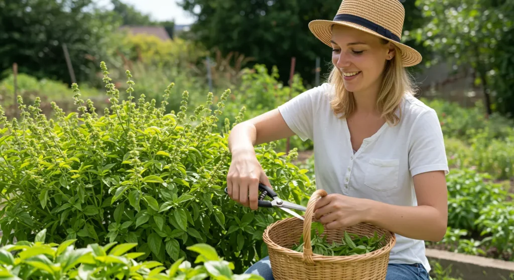 process of harvesting basil seeds
