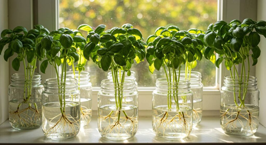 propagating basil from cuttings in water
