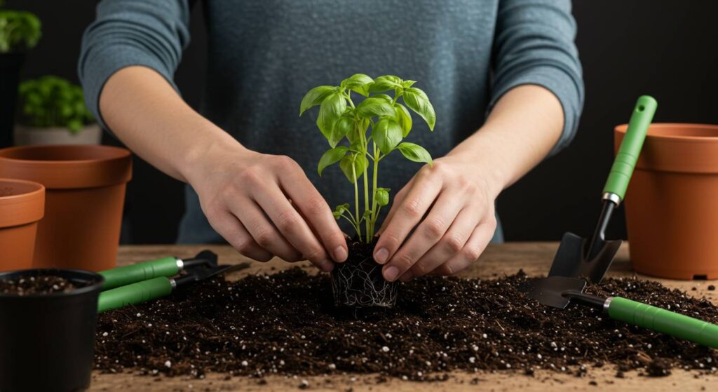 proper planting depth for basil