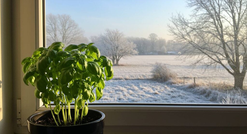 protect basil from frost indoors