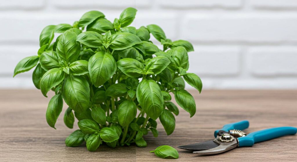 pruning basil for bushier growth