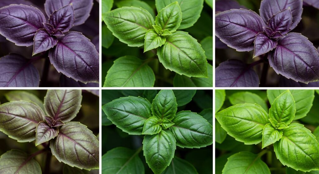 purple basil leaves turning green