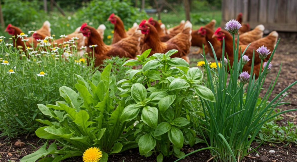 safe herbs for chickens basil

