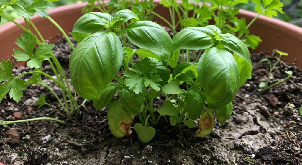 shared container for basil and parsley