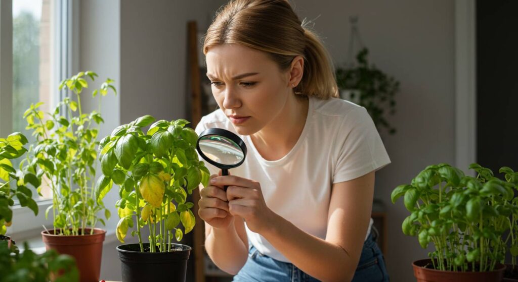 sick basil plant
