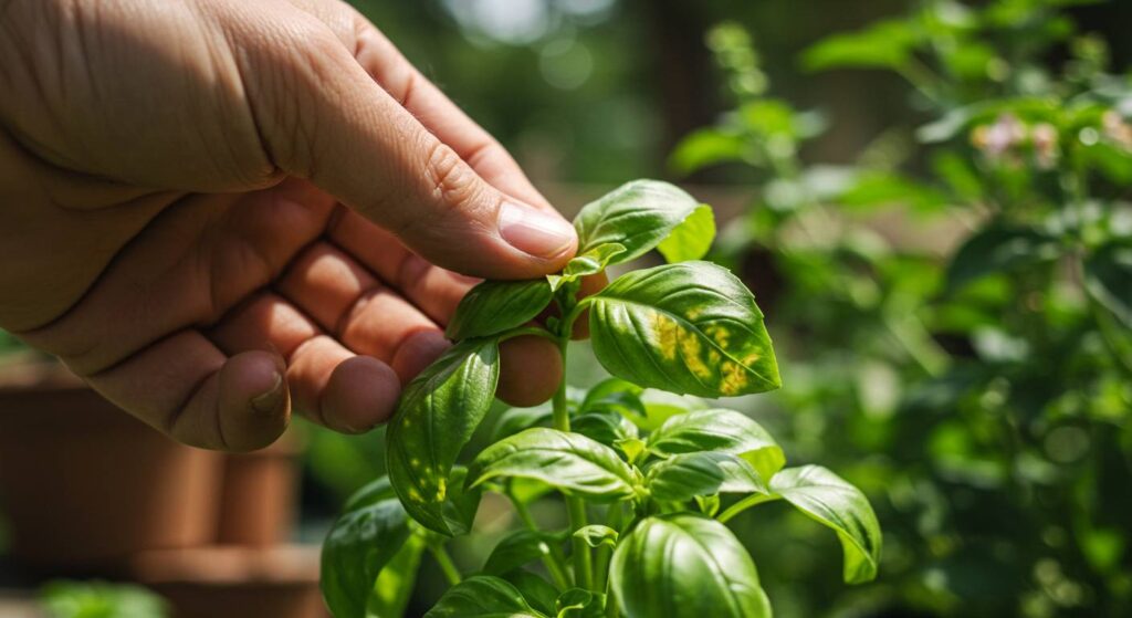 sick basil plant
