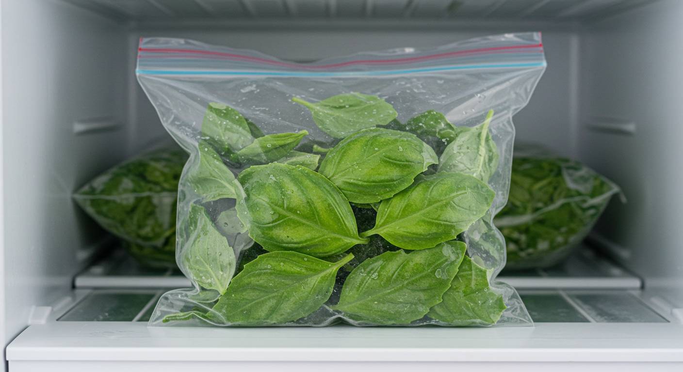 how to freeze basil leaves without blanching