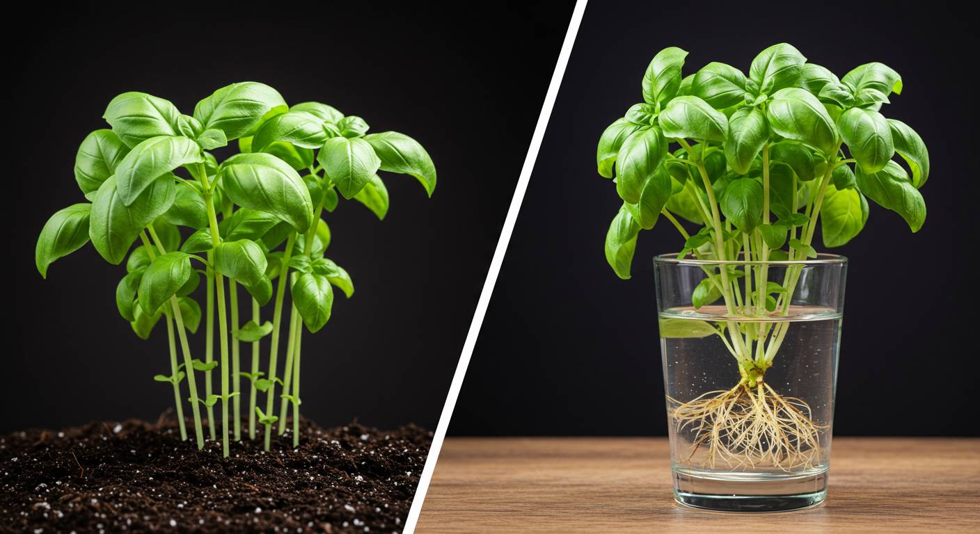 Can a basil plant grow in water or soil