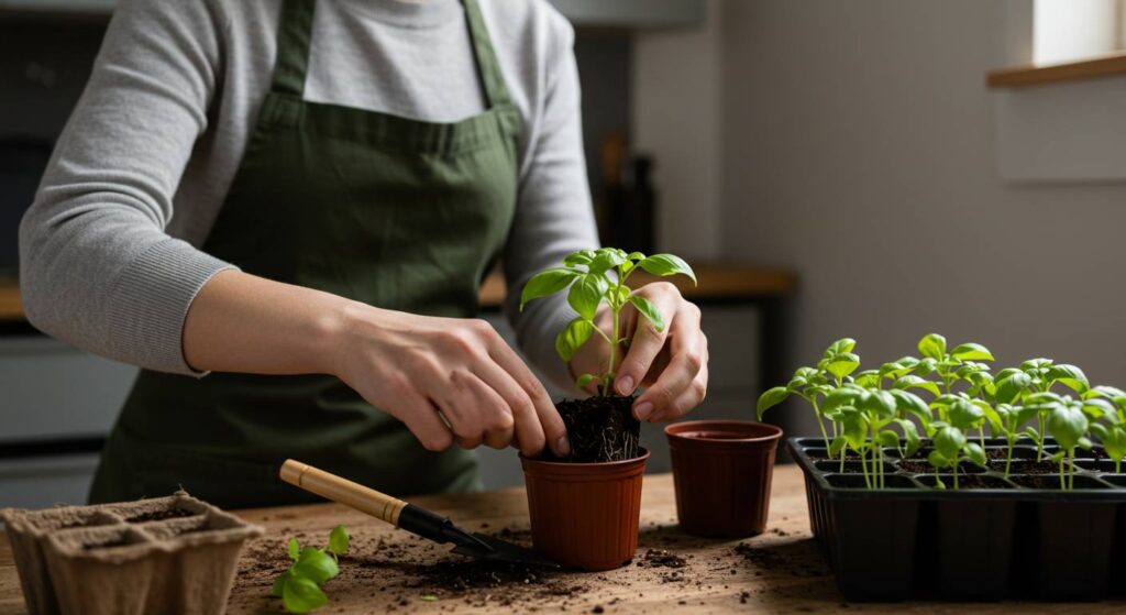 steps to transplant basil
