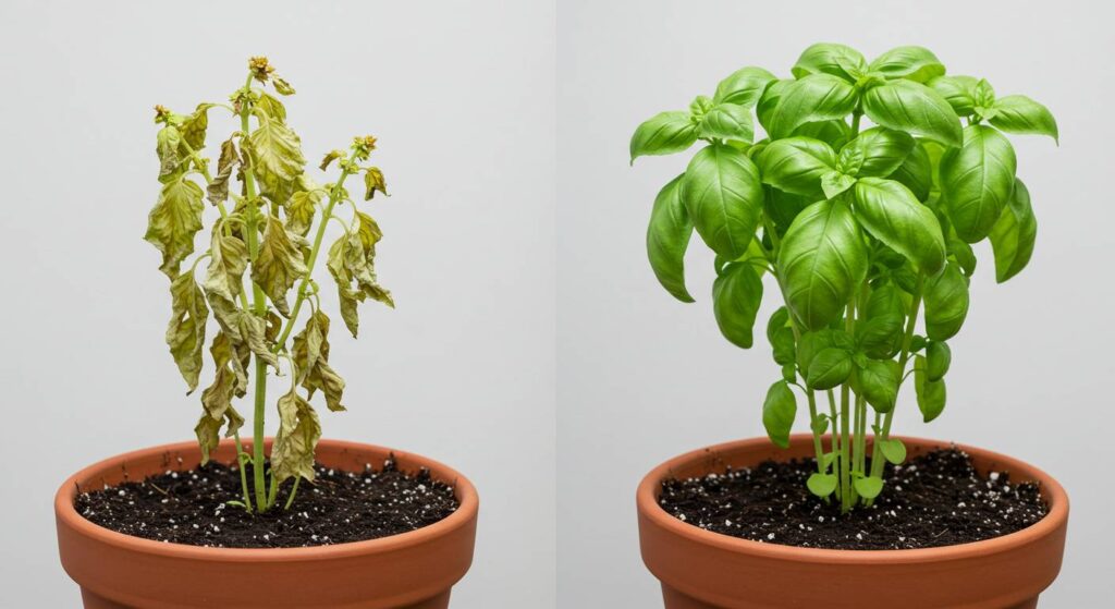 underwatered basil symptoms
