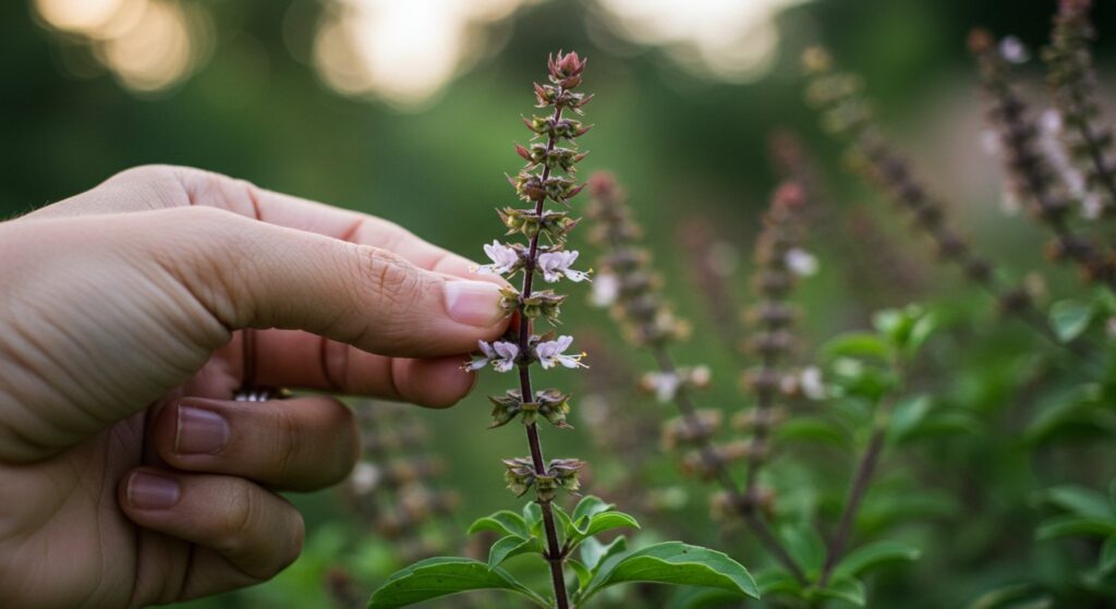 when to remove thai basil flowers
