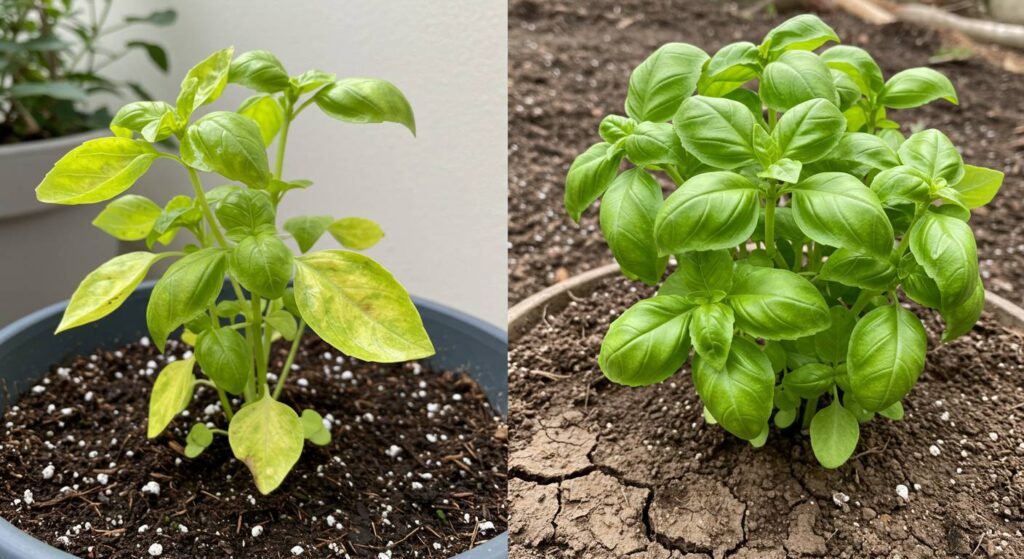 why is my basil plant turning yellow