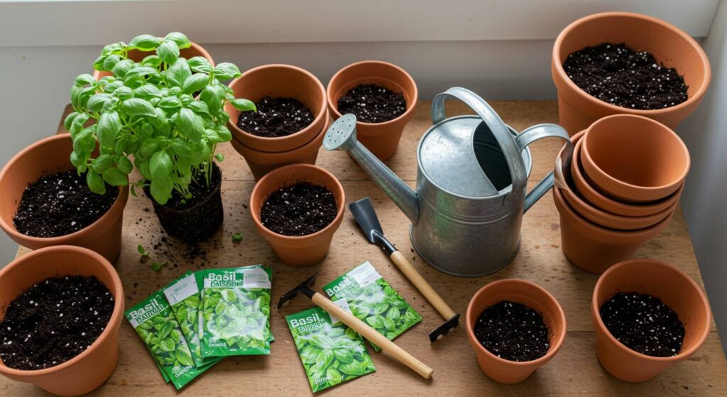 winter basil growing setup