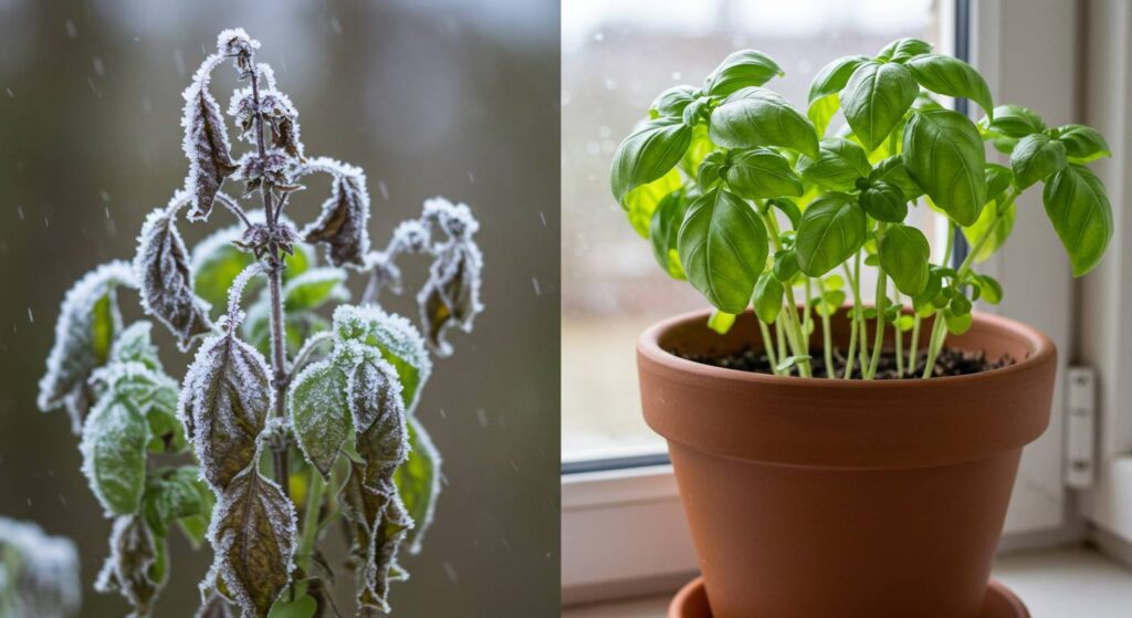 wintering basil plant indoors

